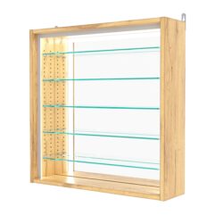 Витрина настенная с регулировочными полками №1-6Г-РЕГ-П с зеркалом, Дуб Золотистый