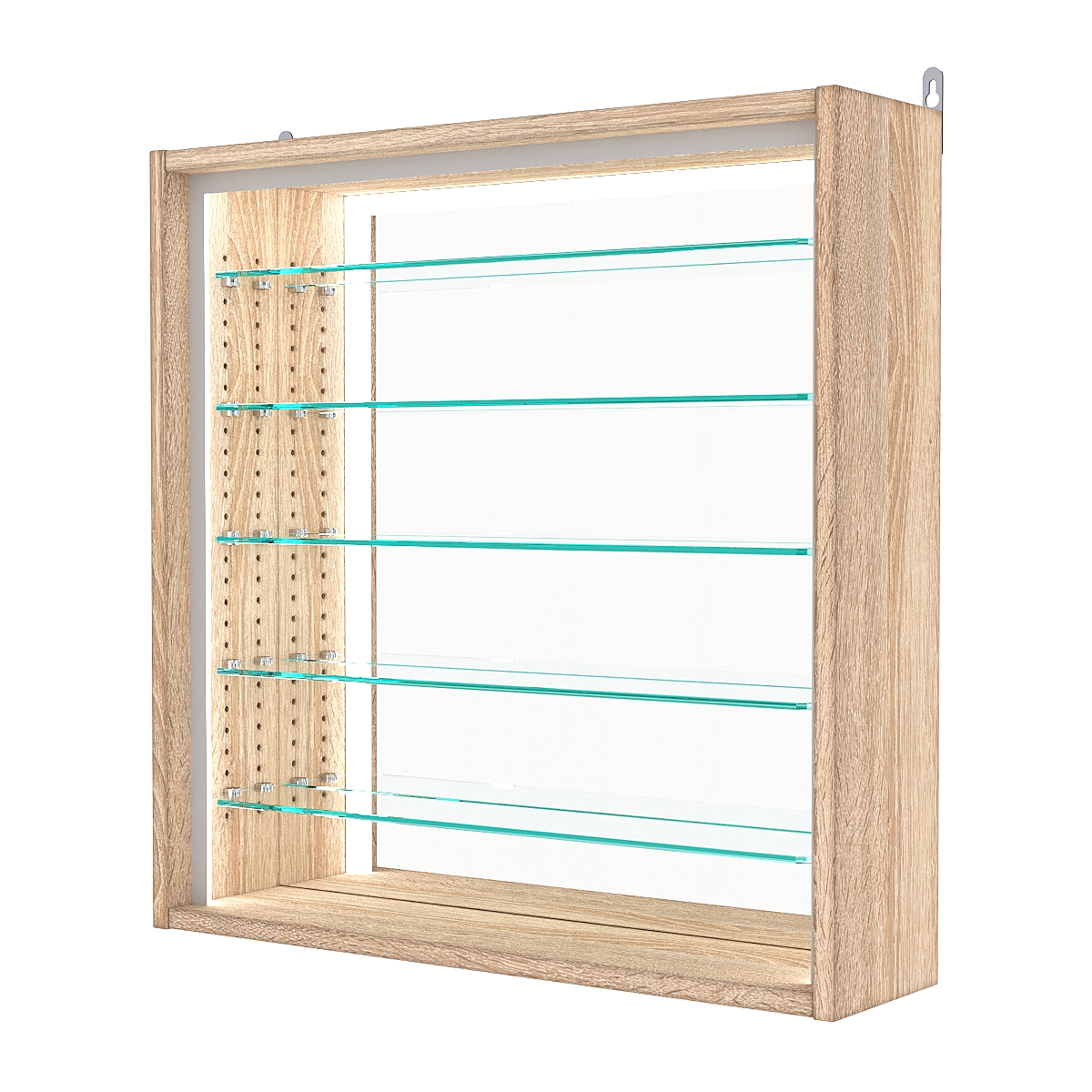 Витрина настенная с регулировочными полками №1-6Г-РЕГ-П с зеркалом, Дуб Сонома