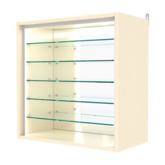 Витрина настенная №1-6ГГ-П с зеркалом, Крем Вайс