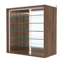 Витрина настенная №1-6ГГ-П с зеркалом, Орех