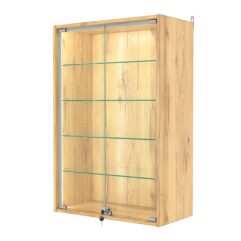 Витрина настенная с регулировочными полками №2-1АГ-РЕГ-П, Дуб Золотистый