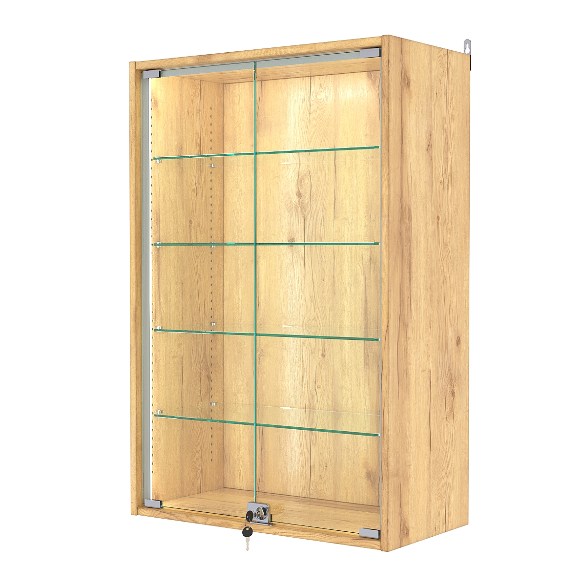 Витрина настенная с регулировочными полками №2-1АГ-РЕГ-П, Дуб Золотистый
