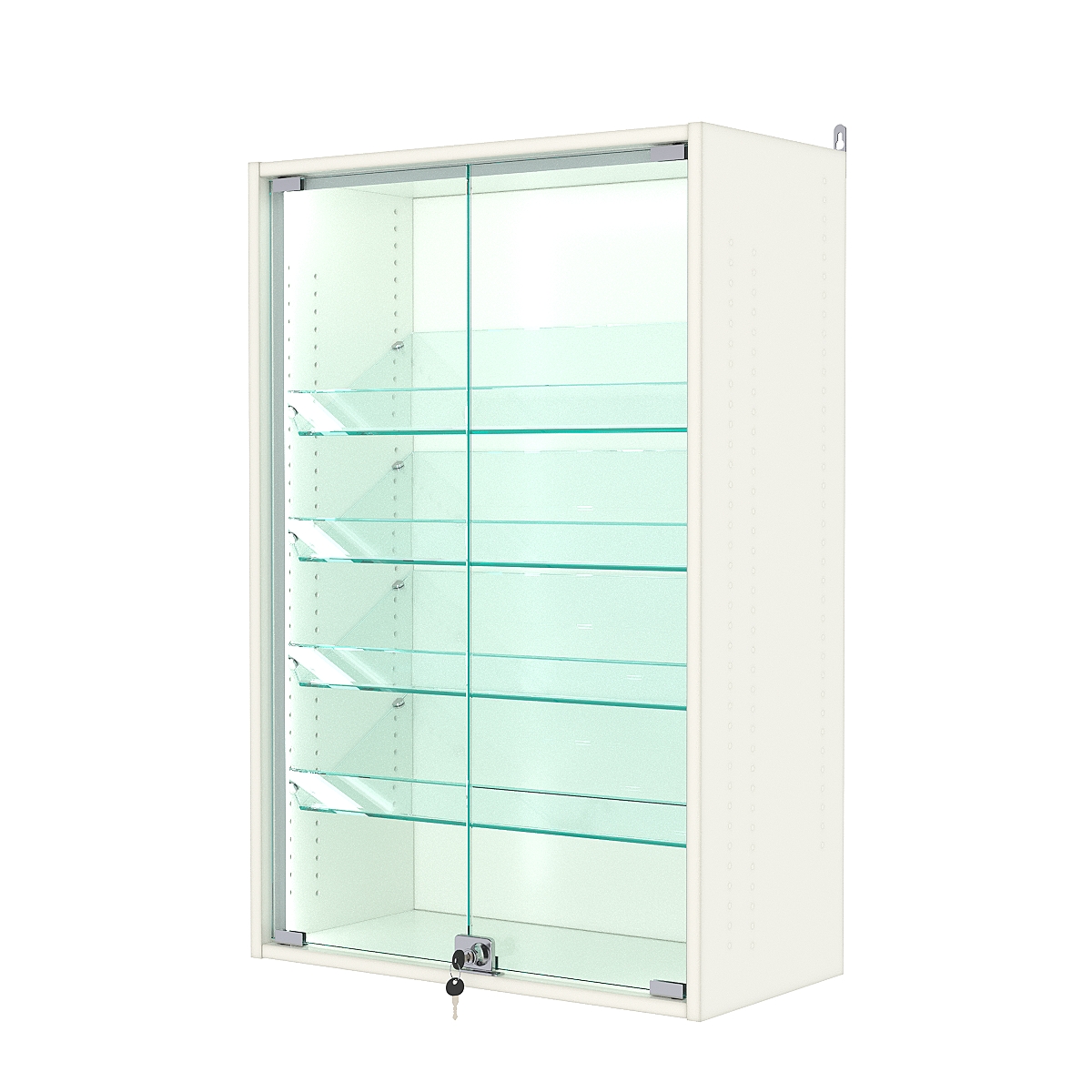Витрина настенная с регулировочными полками №2-1АКГ-РЕГ-П, Белый