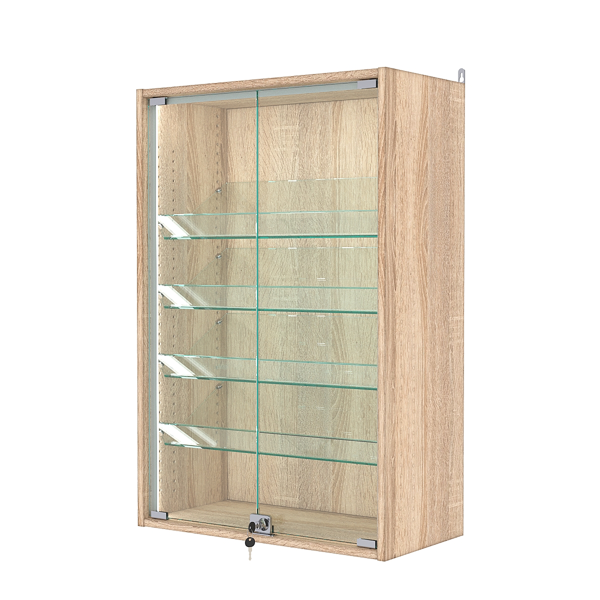 Витрина настенная с регулировочными полками №2-1АКГ-РЕГ-П, Дуб Сонома