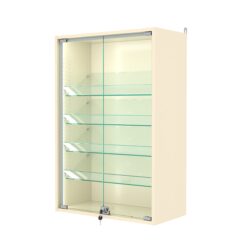 Витрина настенная с регулировочными полками №2-1АКГ-РЕГ-П, Крем Вайс