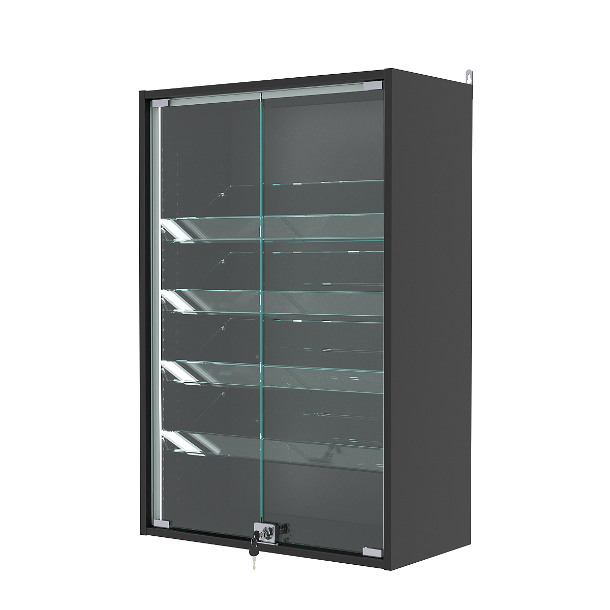 Витрина настенная с регулировочными полками №2-1АКГ-РЕГ-П, Черный