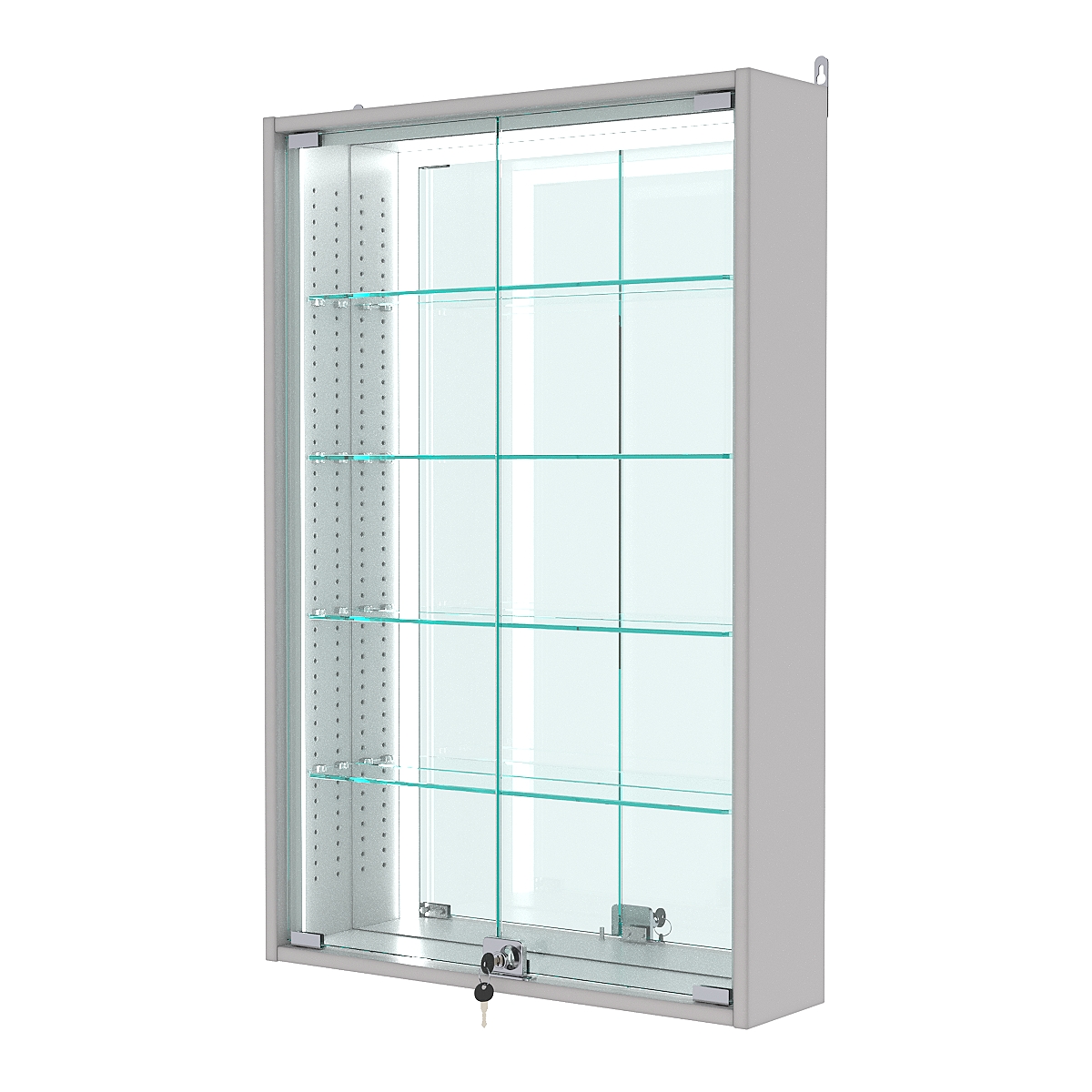 Витрина настенная с регулировочными полками №2-2А-РЕГ-П с зеркалом, Серый