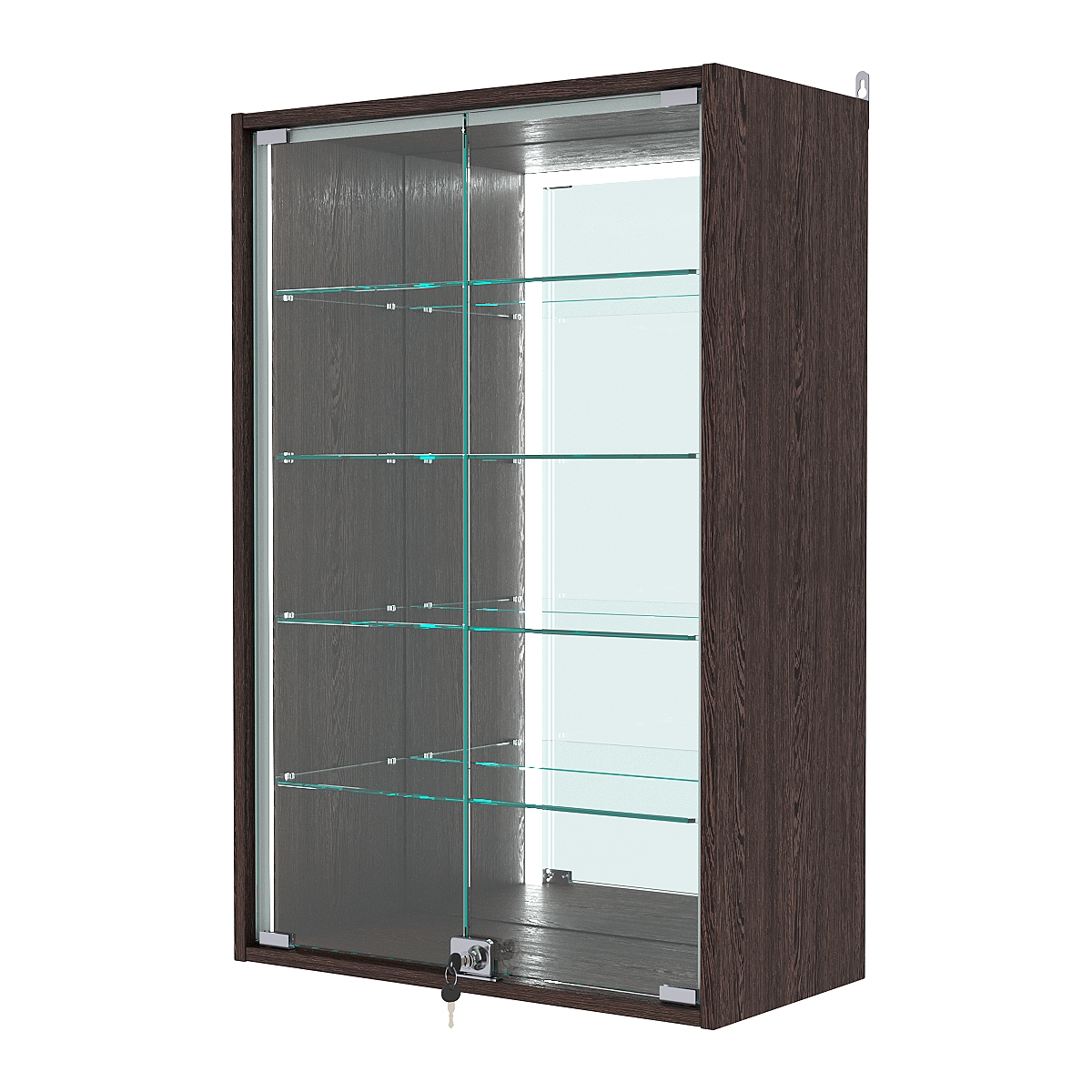 Витрина настенная №2-2АГ-П с зеркалом, Дуб Венге