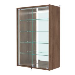 Витрина настенная с регулировочными полками №2-2АГ-РЕГ-П с зеркалом, Орех