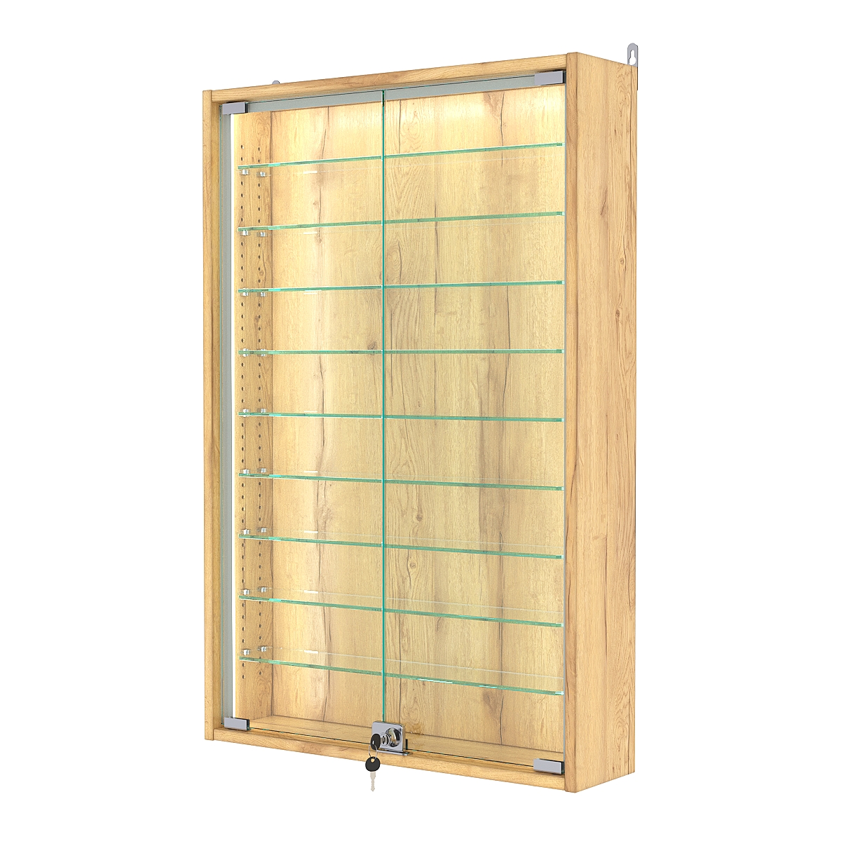 Витрина настенная с регулировочными полками №2-5А-РЕГ-П, Дуб Золотистый