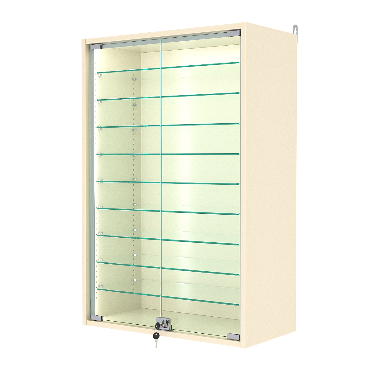 Витрина настенная с регулировочными полками №2-5АГ-РЕГ-П, Крем Вайс