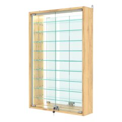 Витрина настенная №2-6А-П с зеркалом, Дуб Золотистый