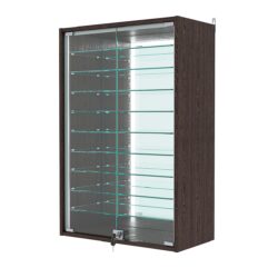 Витрина настенная с регулировочными полками №2-6АГ-РЕГ-П с зеркалом, Дуб Венге