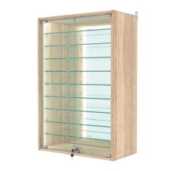 Витрина настенная с регулировочными полками №2-6АГ-РЕГ-П с зеркалом, Дуб Сонома