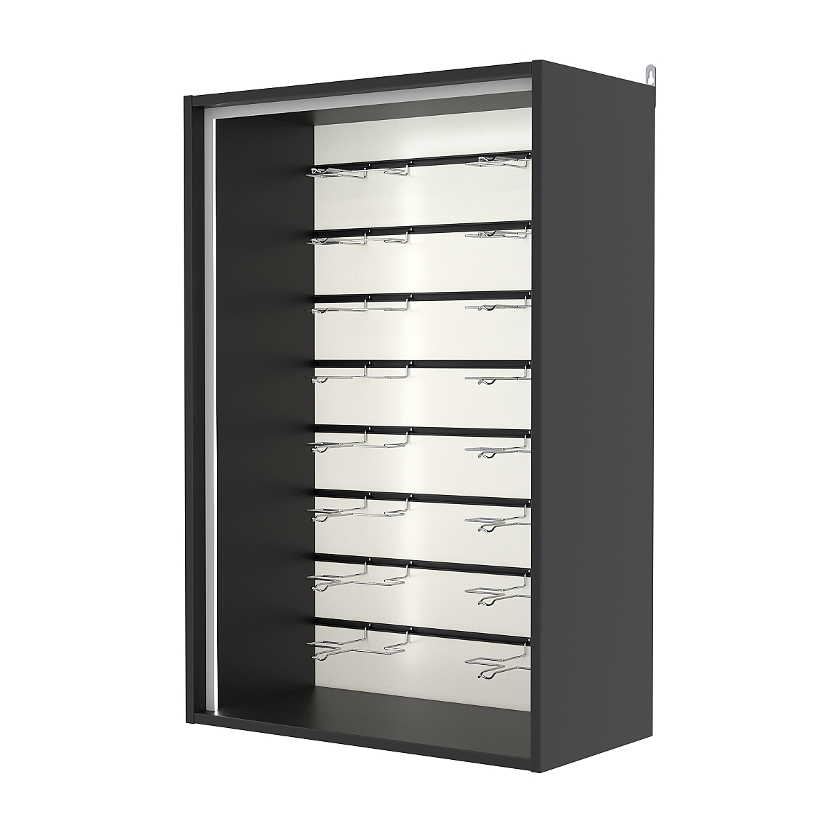 Витрина настенная №2-1ВГ-П с экономпанелью, без полок, Черный