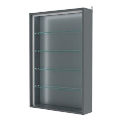 Витрина настенная с регулировочными полками №2-1Г-РЕГ-П, Темно-Серый
