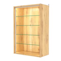 Витрина настенная с регулировочными полками №2-1ГГ-РЕГ-П, Дуб Золотистый