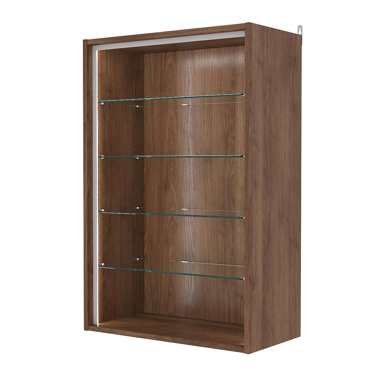 Витрина настенная с регулировочными полками №2-1ГГ-РЕГ-П, Орех