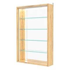 Витрина настенная №2-2Г-П с зеркалом, Дуб Золотистый