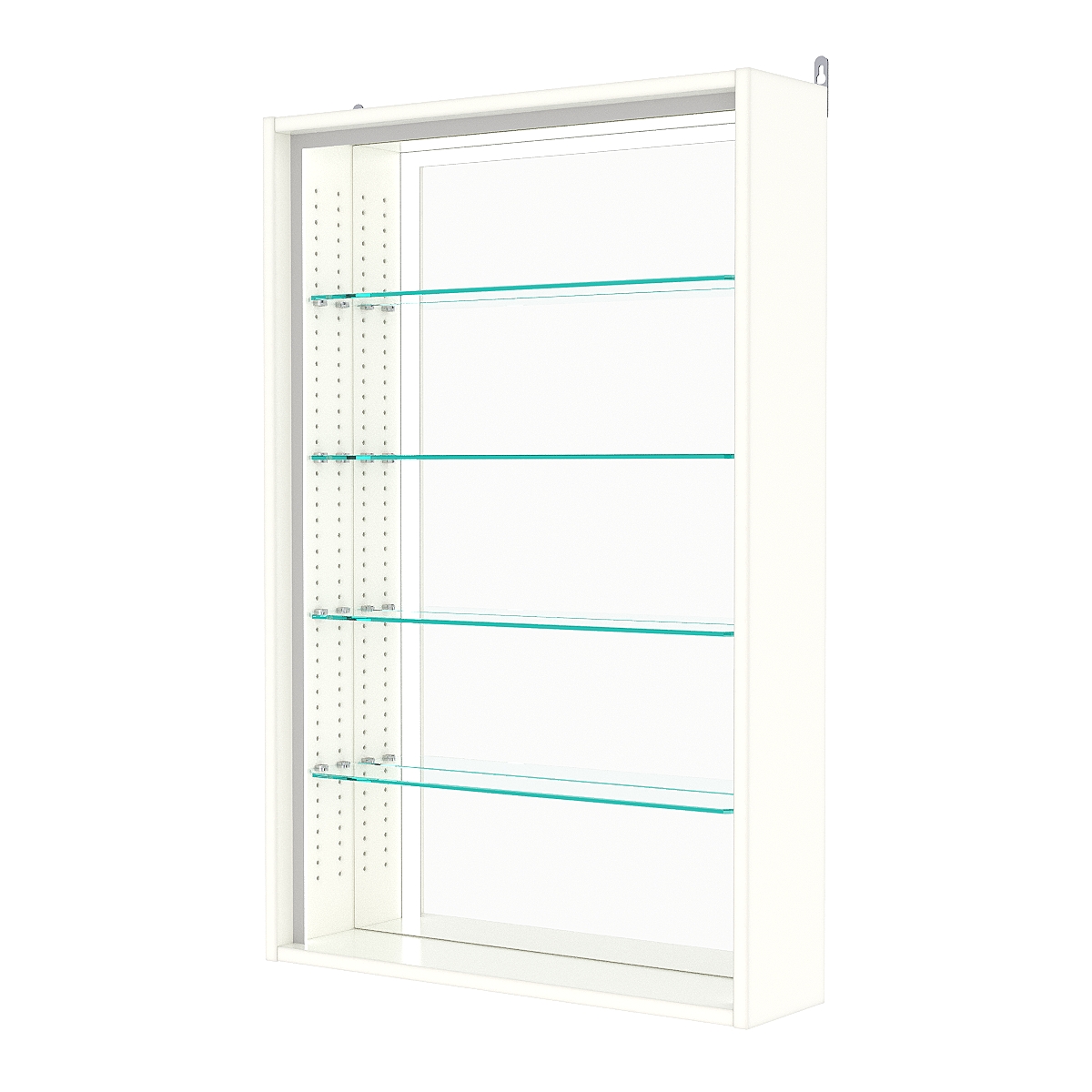 Витрина настенная с регулировочными полками №2-2Г-РЕГ-П с зеркалом, Белый