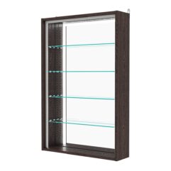 Витрина настенная с регулировочными полками №2-2Г-РЕГ-П с зеркалом, Дуб Венге