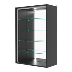 Витрина настенная №2-2ГГ-П с зеркалом, Черный