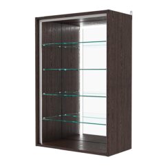 Витрина настенная с регулировочными полками №2-2ГГ-РЕГ-П с зеркалом, Дуб Венге