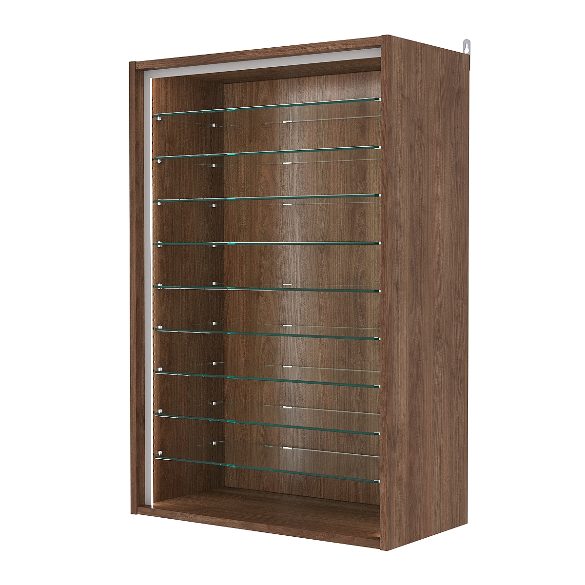 Витрина настенная с регулировочными полками №2-5ГГ-РЕГ-П, Орех