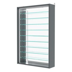 Витрина настенная №2-6Г-П с зеркалом, Темно-Серый