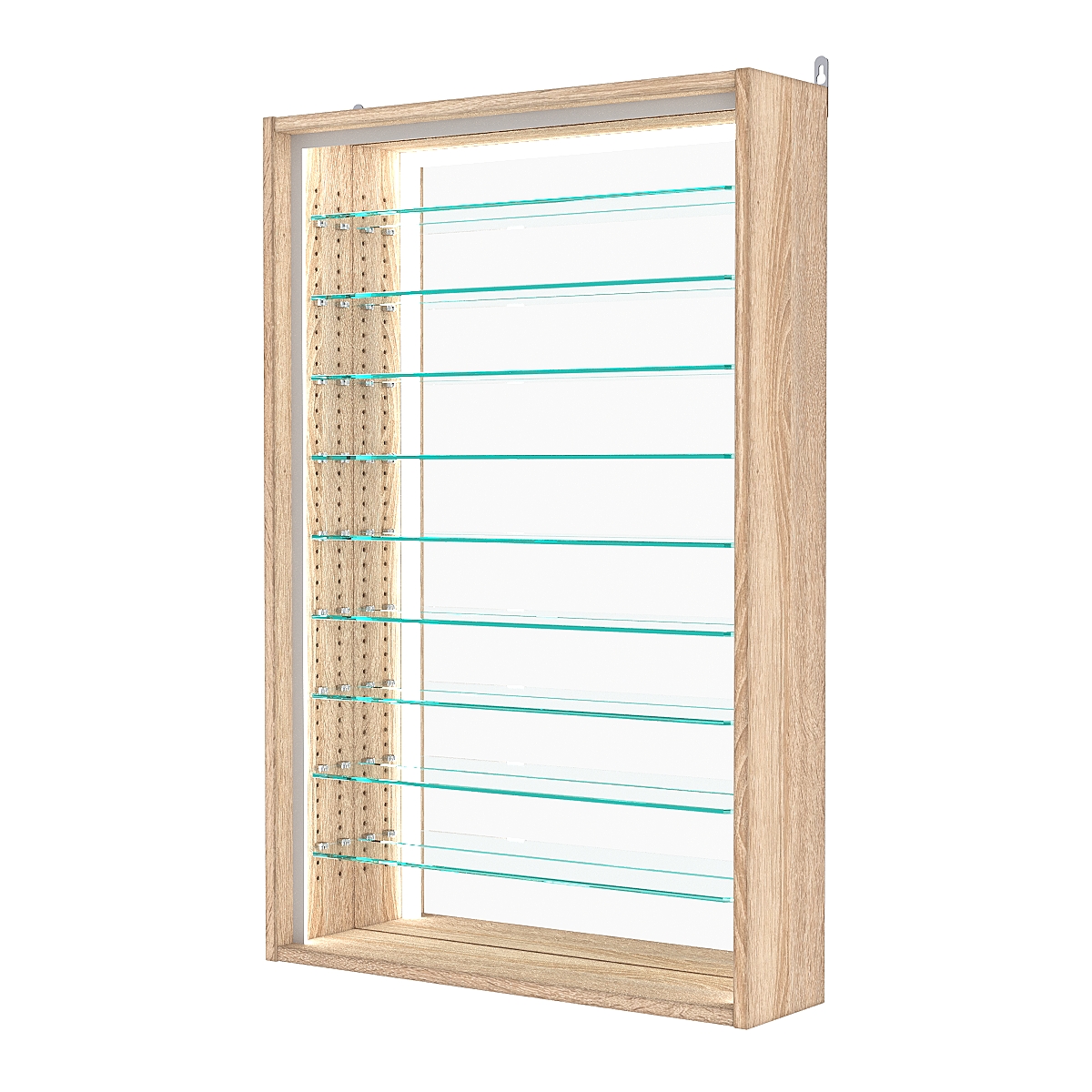 Витрина настенная с регулировочными полками №2-6Г-РЕГ-П с зеркалом, Дуб Сонома