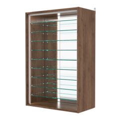 Витрина настенная №2-6ГГ-П с зеркалом, Орех