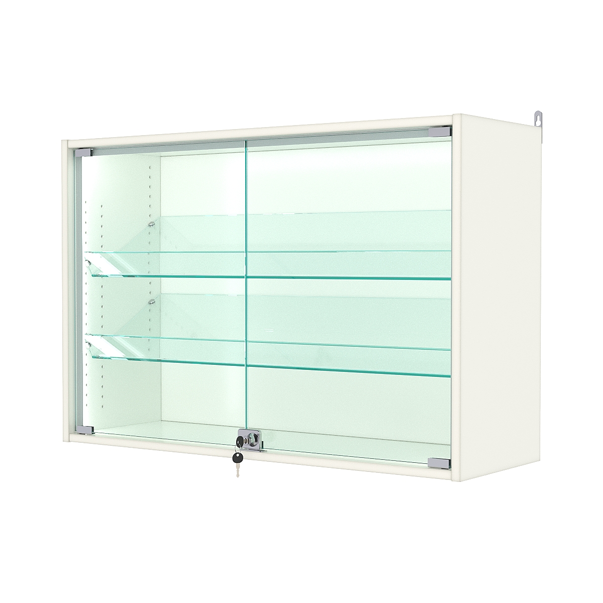 Витрина настенная с регулировочными полками №3-1АКГ-РЕГ-П, Белый