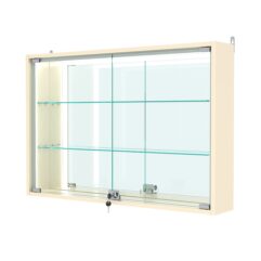 Витрина настенная №3-2А-П с зеркалом, Крем Вайс