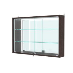 Витрина настенная с регулировочными полками №3-2А-РЕГ-П с зеркалом, Дуб Венге