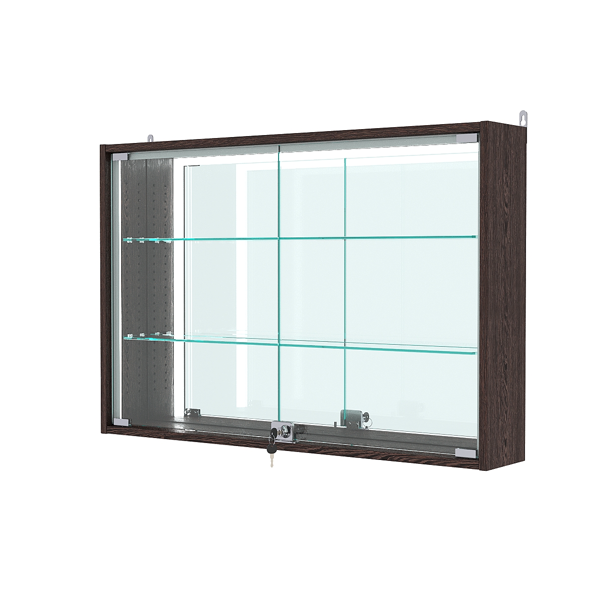 Витрина настенная с регулировочными полками №3-2А-РЕГ-П с зеркалом, Дуб Венге