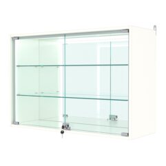 Витрина настенная №3-2АГ-П с зеркалом, Белый