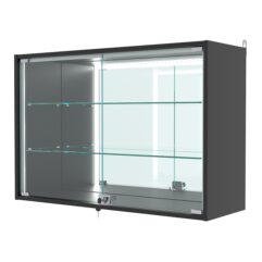 Витрина настенная №3-2АГ-П с зеркалом, Черный