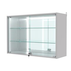 Витрина настенная с регулировочными полками №3-2АГ-РЕГ-П с зеркалом, Серый