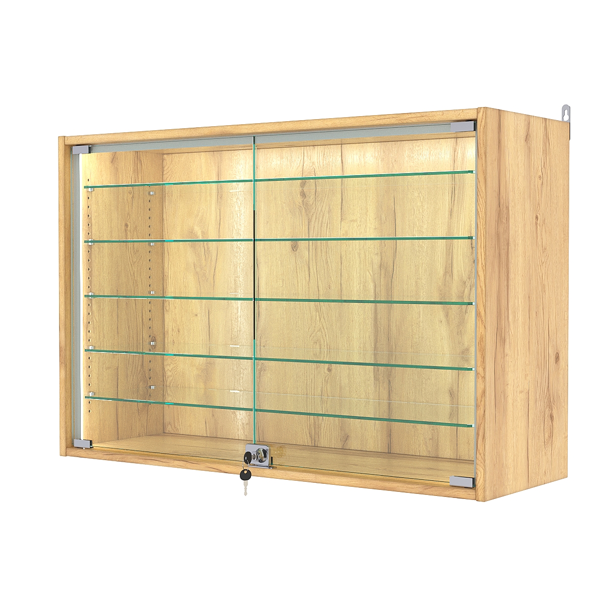 Витрина настенная с регулировочными полками №3-5АГ-РЕГ-П, Дуб Золотистый