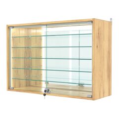 Витрина настенная №3-6АГ-П с зеркалом, Дуб Золотистый