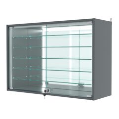 Витрина настенная №3-6АГ-П с зеркалом, Темно-Серый