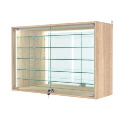 Витрина настенная с регулировочными полками №3-6АГ-РЕГ-П с зеркалом, Дуб Сонома