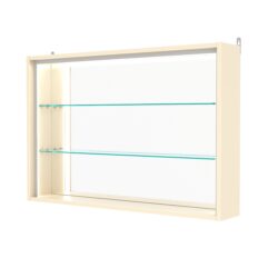 Витрина настенная №3-2Г-П с зеркалом, Крем Вайс