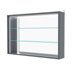 Витрина настенная №3-2Г-П с зеркалом, Темно-Серый