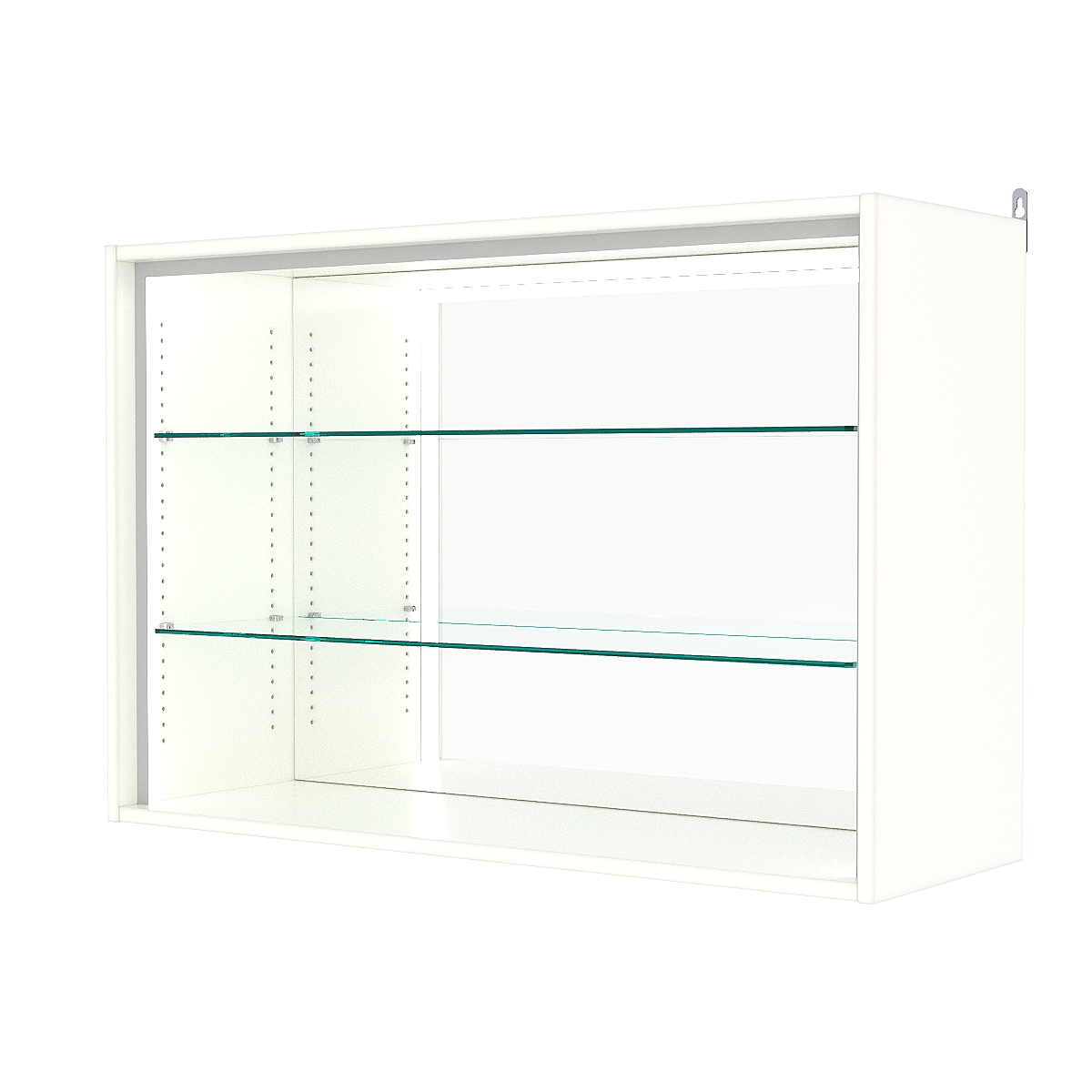 Витрина настенная с регулировочными полками №3-2ГГ-РЕГ-П с зеркалом, Белый