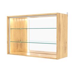 Витрина настенная с регулировочными полками №3-2ГГ-РЕГ-П с зеркалом, Дуб Золотистый