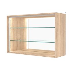 Витрина настенная с регулировочными полками №3-2ГГ-РЕГ-П с зеркалом, Дуб Сонома