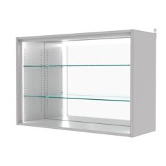 Витрина настенная с регулировочными полками №3-2ГГ-РЕГ-П с зеркалом, Серый