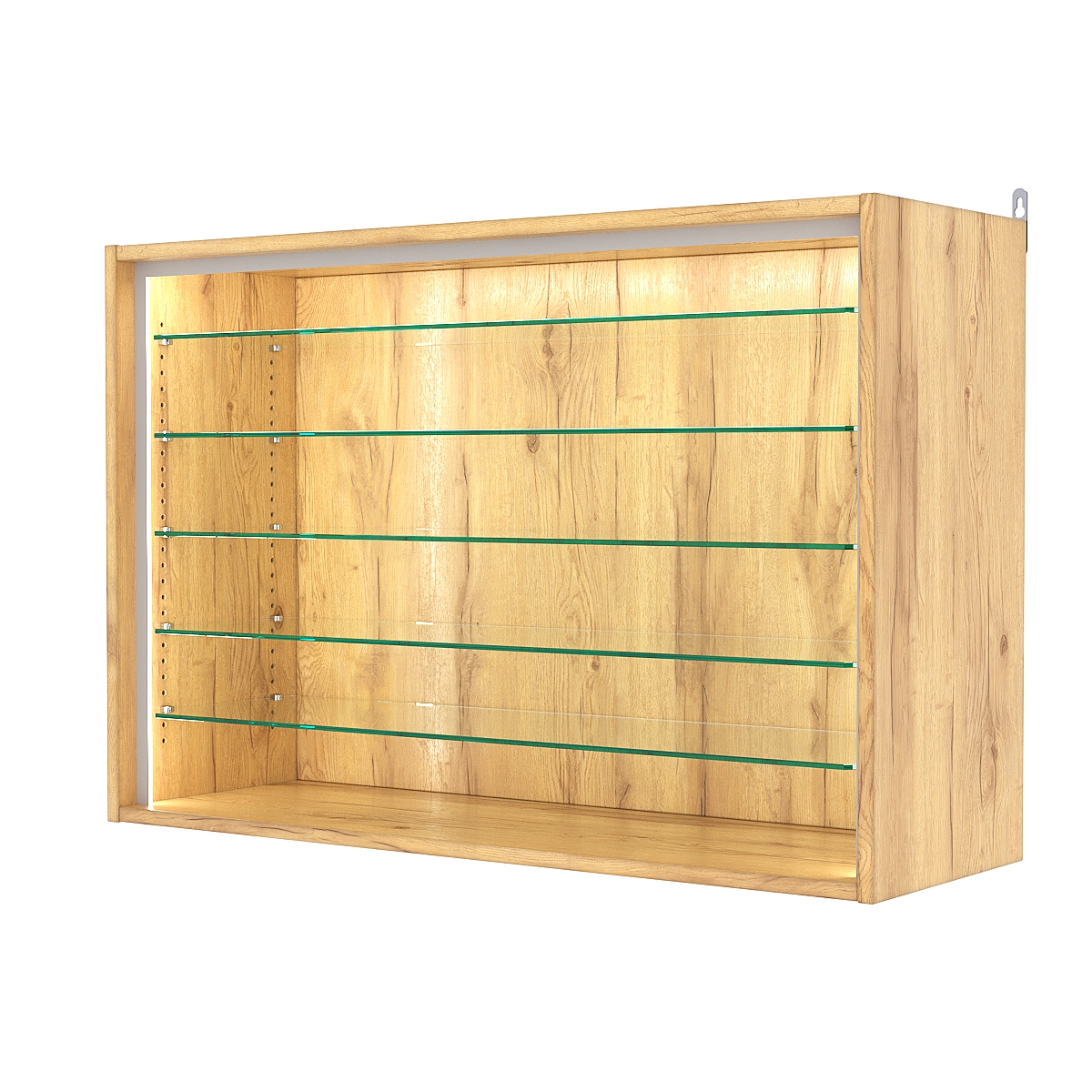 Витрина настенная с регулировочными полками №3-5ГГ-РЕГ-П, Дуб Золотистый