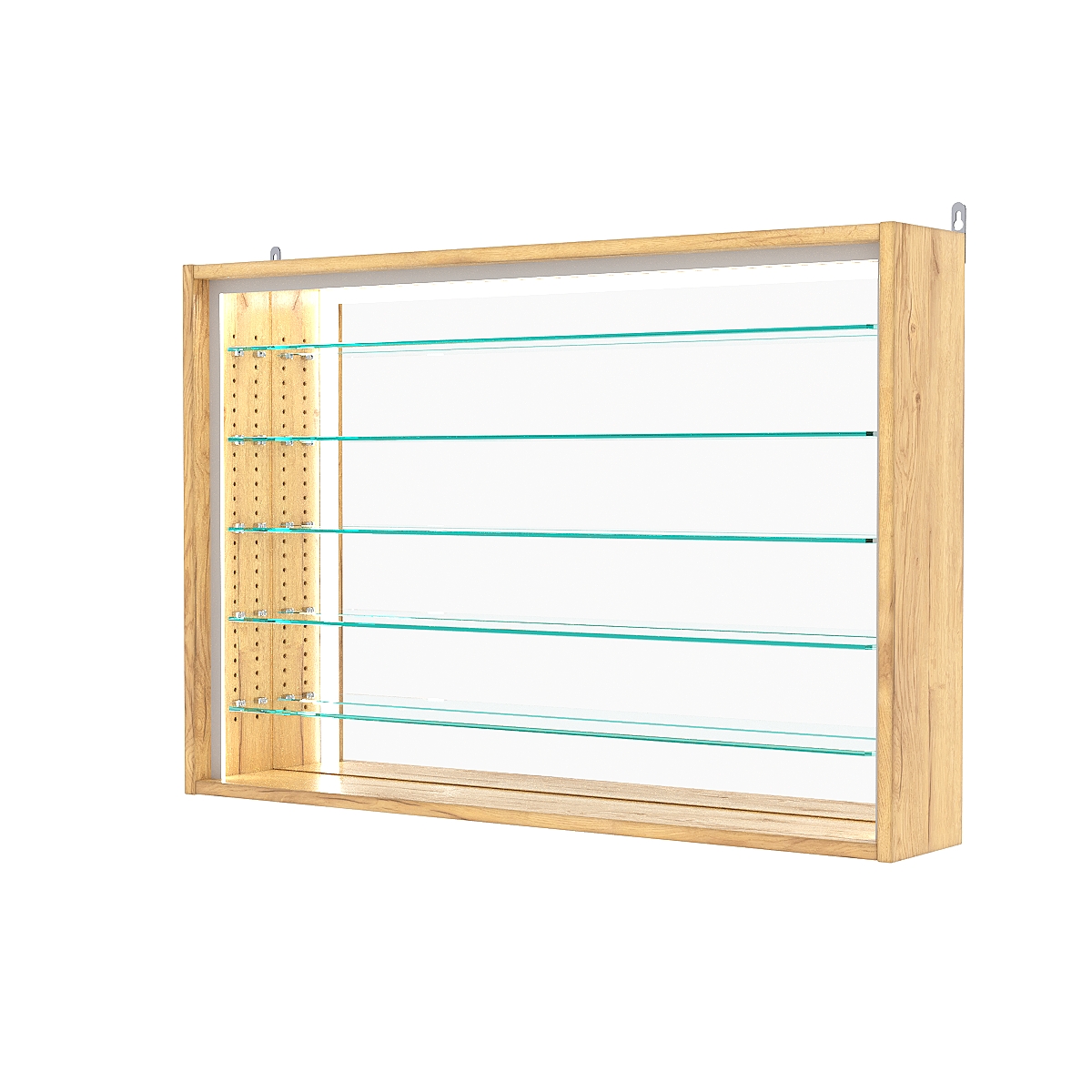 Витрина настенная с регулировочными полками №3-6Г-РЕГ-П с зеркалом, Дуб Золотистый